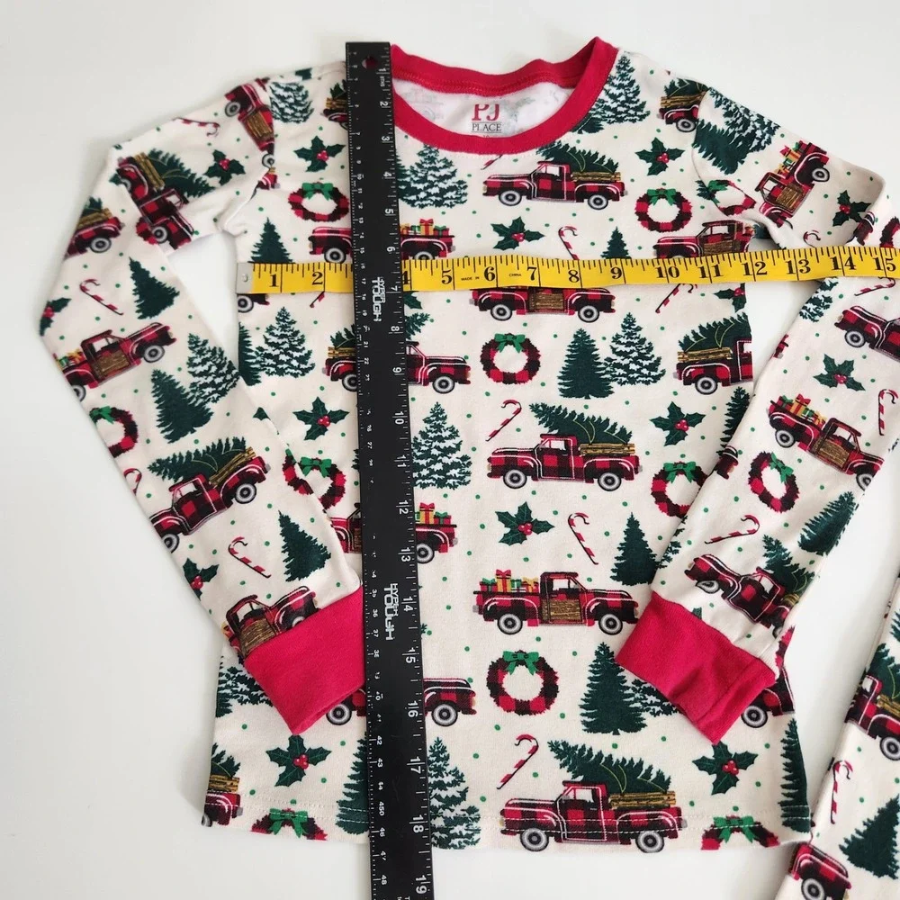 Boys Girls kids Christmas Truck Cotton Pajama Set Red Green White Size 10‎